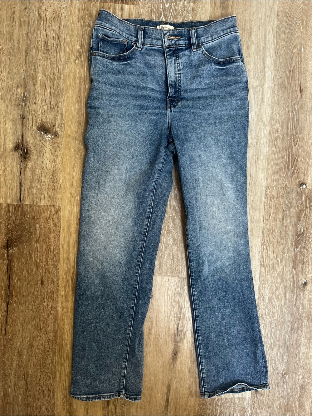 UpWest Women's High Rise Straight-Leg Jeans in Faded Blue Wash